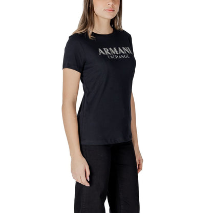 T-shirt a maniche lunghe in cotone nero Armani Exchange