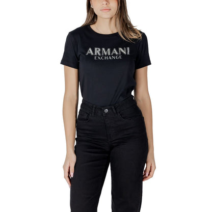 T-shirt a maniche lunghe in cotone nero Armani Exchange