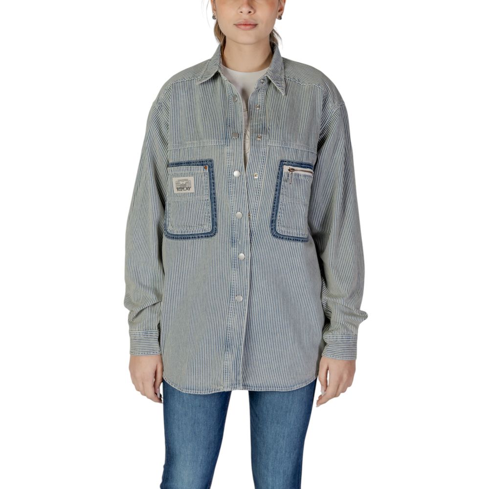 Chemisier Replay en coton bleu