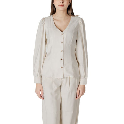 Vila Clothes Beige Viscose Top