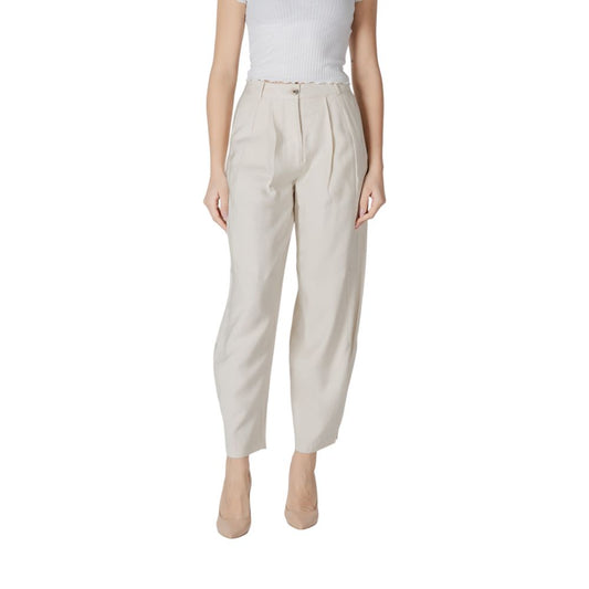 Pantaloni casual in viscosa beige Vila Clothes