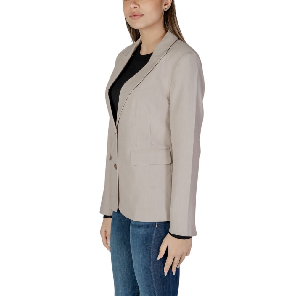 Blazer beige en polyester recyclé