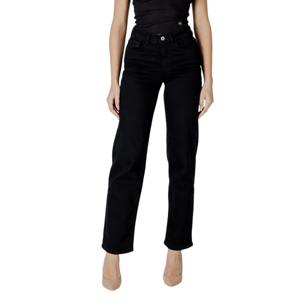 Jeans ICHI in cotone nero dalla vestibilità rilassata