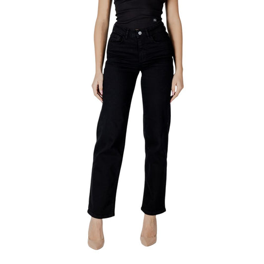 Jeans ICHI in cotone nero dalla vestibilità rilassata
