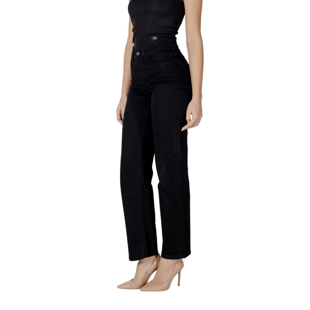 Jeans ICHI in cotone nero dalla vestibilità rilassata