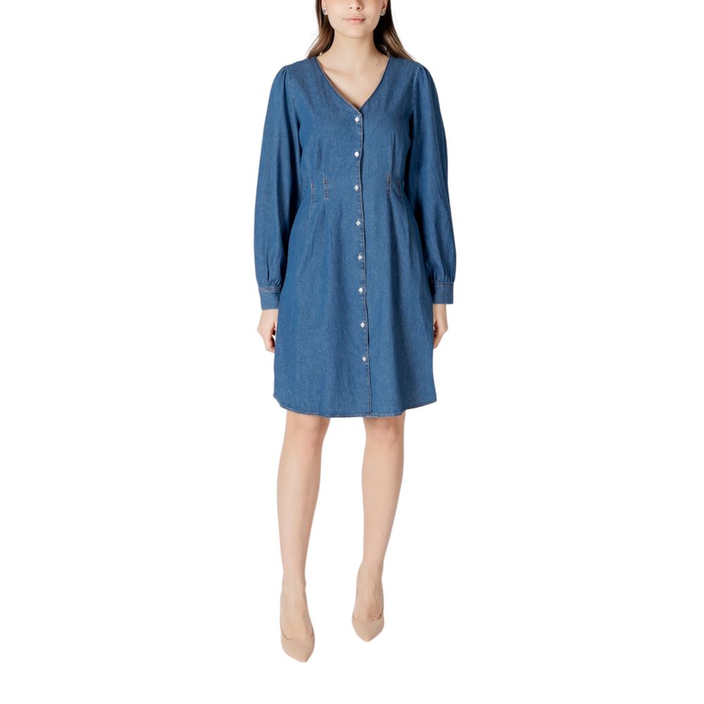 Robe courte en coton bleu ICHI