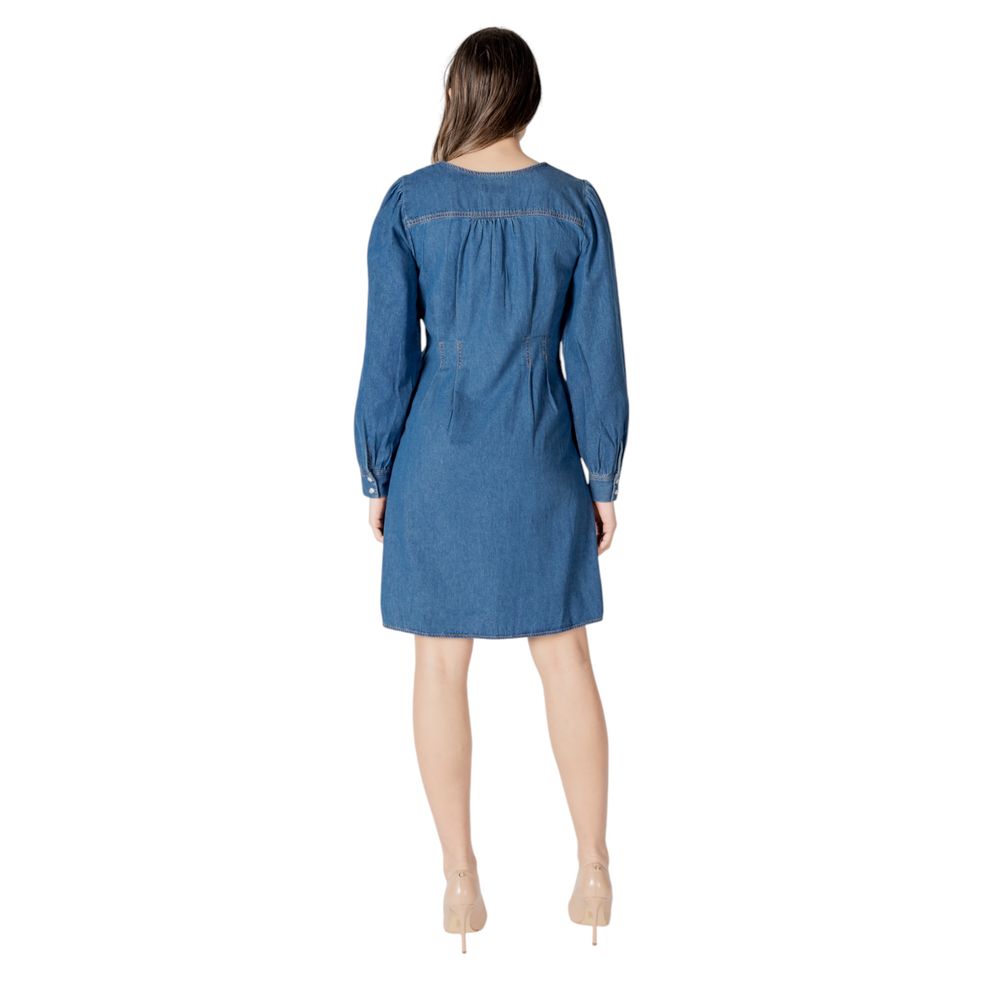 Robe courte en coton bleu ICHI