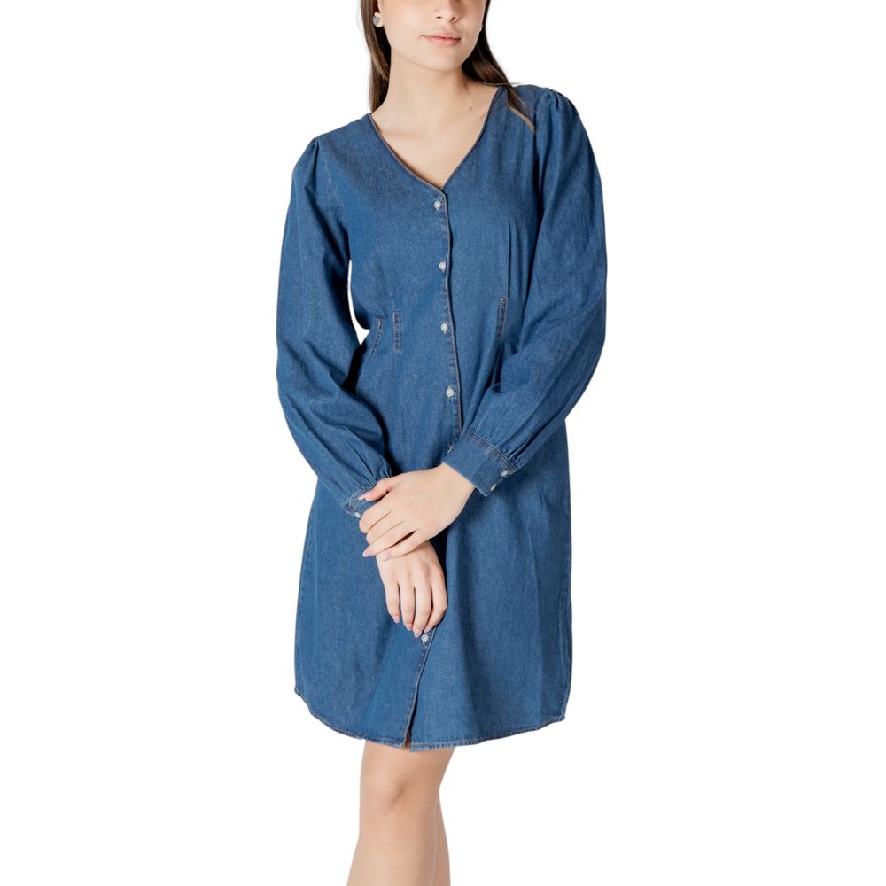 Robe courte en coton bleu ICHI