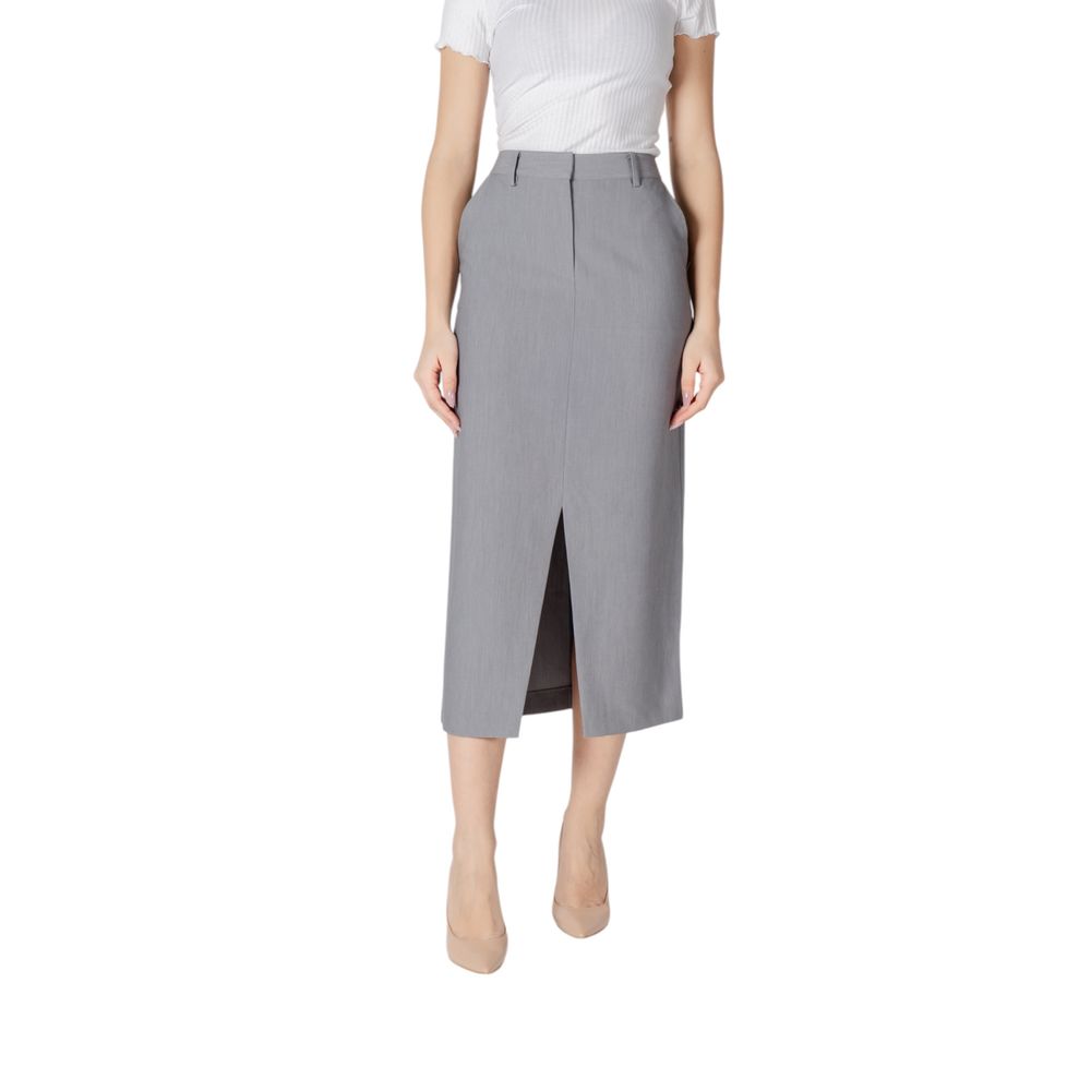 Jupe longue grise en polyester ICHI