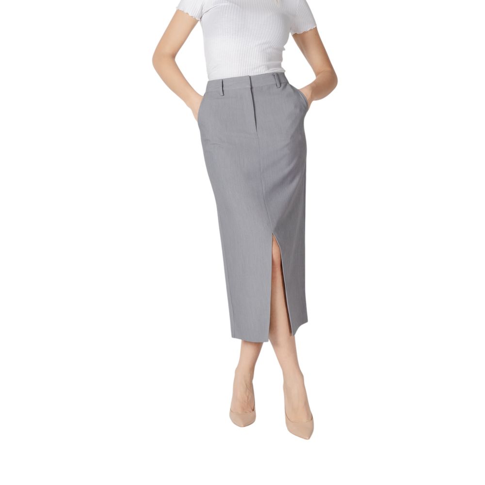 Jupe longue grise en polyester ICHI