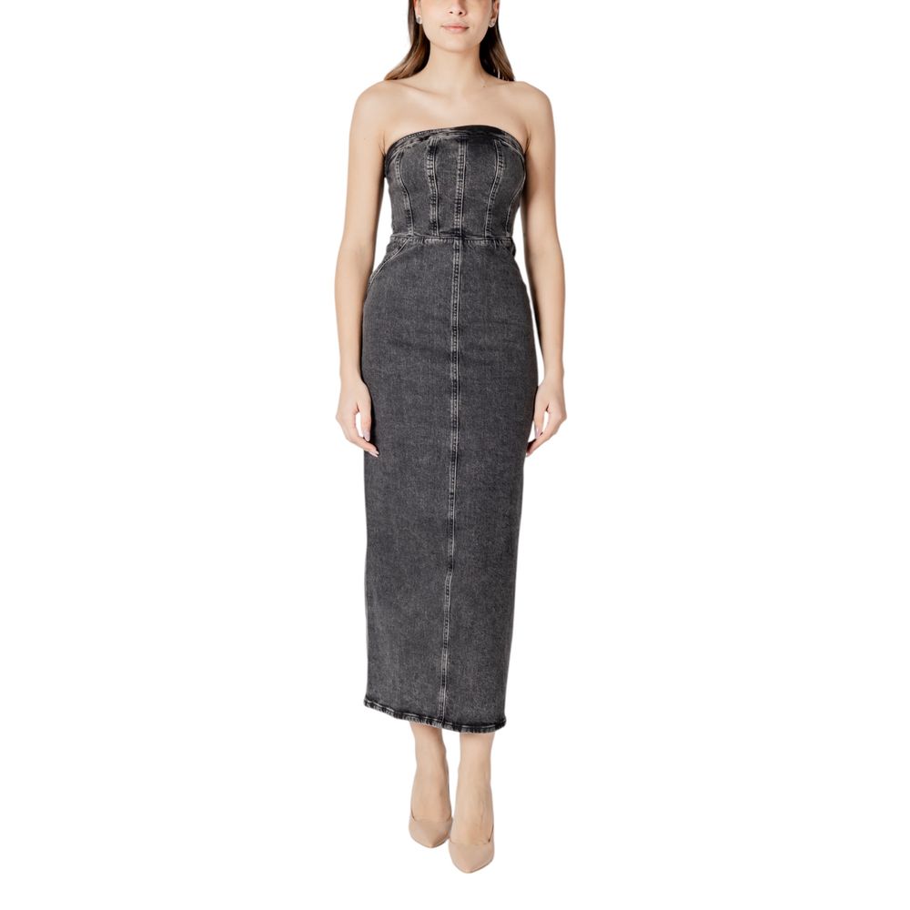 Robe midi en coton noir ICHI