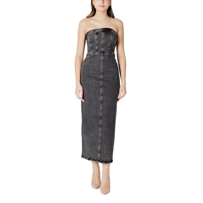 Abito midi in cotone nero ICHI