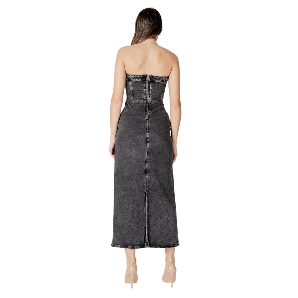Robe midi en coton noir ICHI