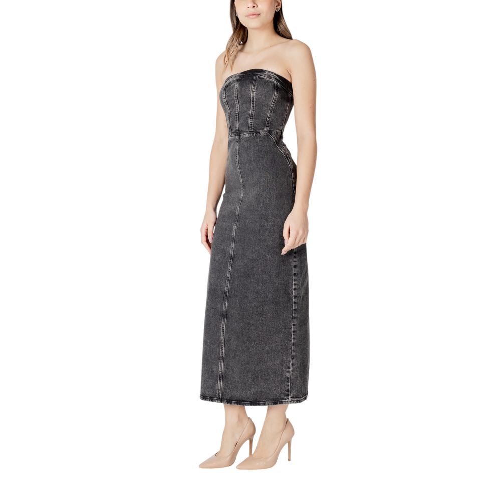 Robe midi en coton noir ICHI