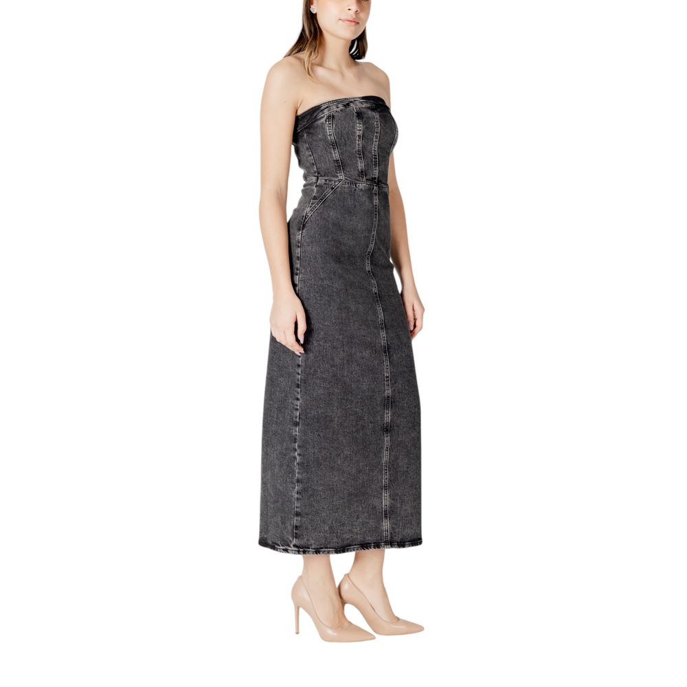 Robe midi en coton noir ICHI