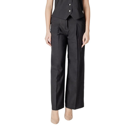 Pantaloni casual in poliestere nero ICHI