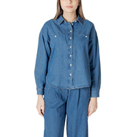 Camicetta di cotone blu ICHI