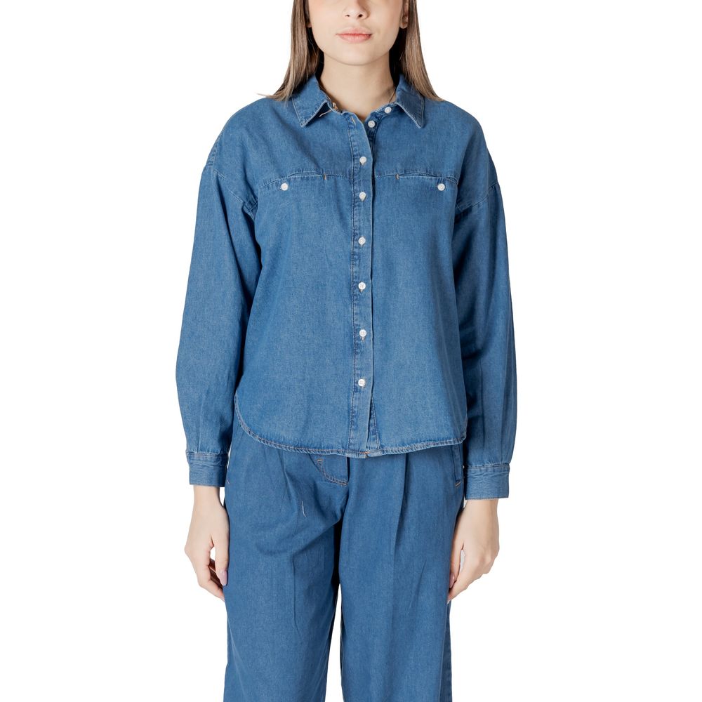 Camicetta di cotone blu ICHI