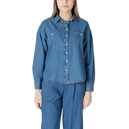 Camicetta di cotone blu ICHI