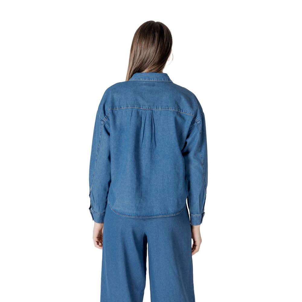 Camicetta di cotone blu ICHI