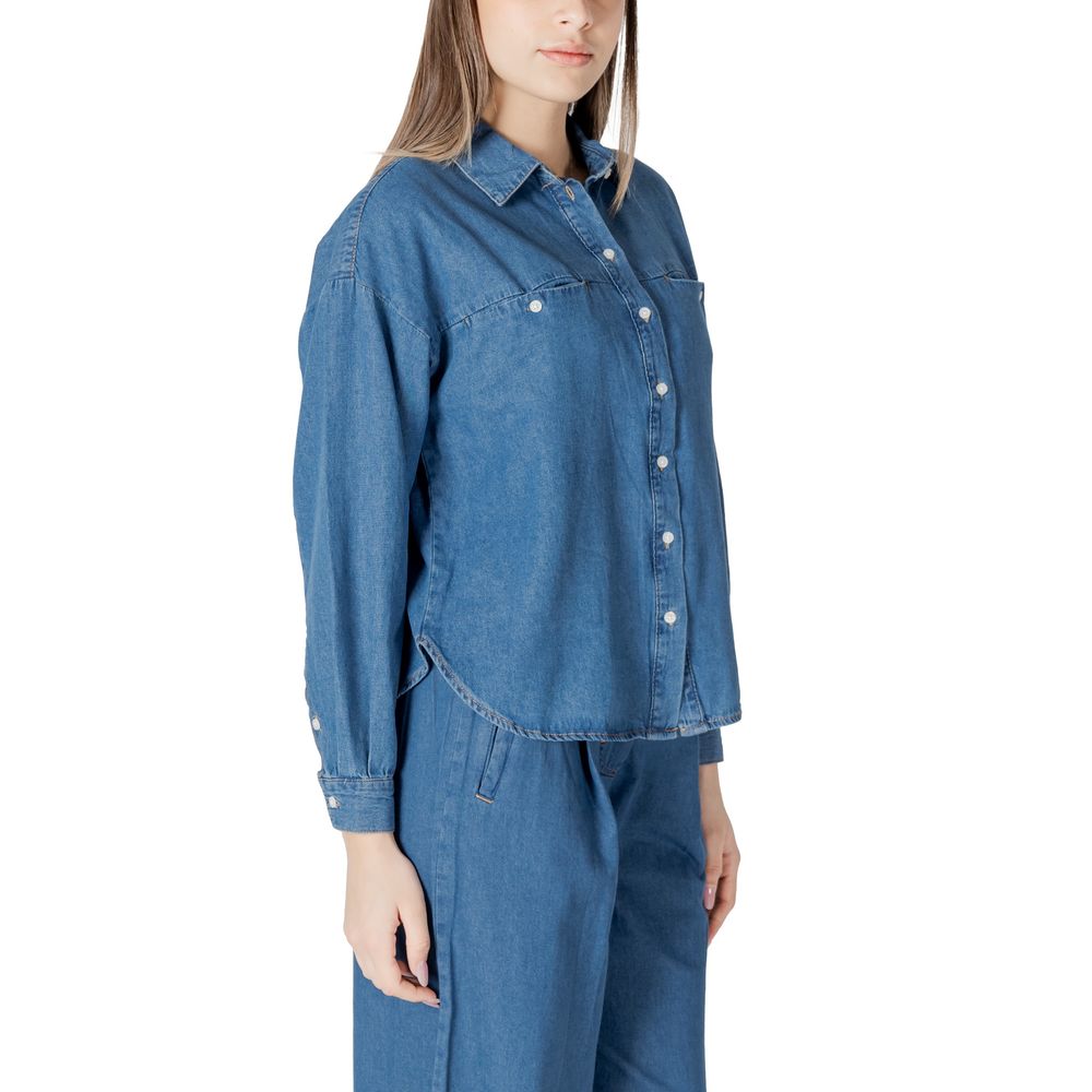Camicetta di cotone blu ICHI