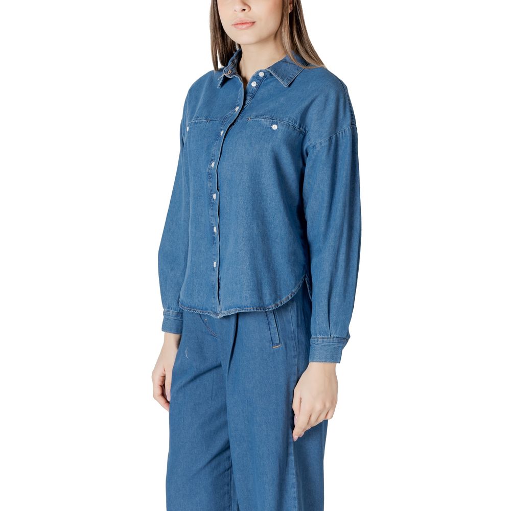 Camicetta di cotone blu ICHI