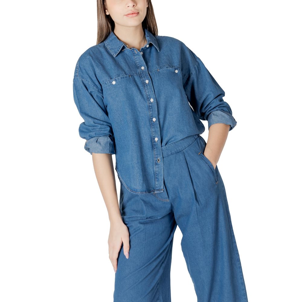 Camicetta di cotone blu ICHI