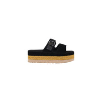 Sandali con plateau in pelle scamosciata nera UGG