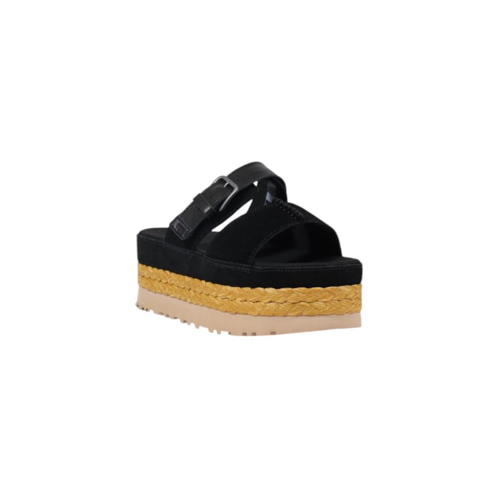 Sandali con plateau in pelle scamosciata nera UGG