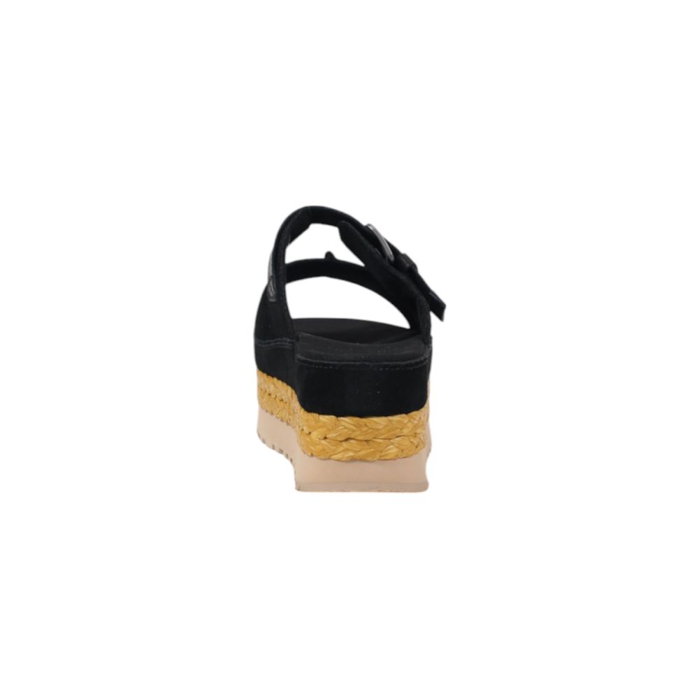 Sandali con plateau in pelle scamosciata nera UGG