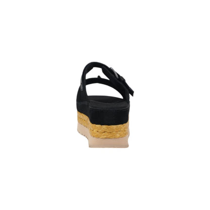 Sandali con plateau in pelle scamosciata nera UGG