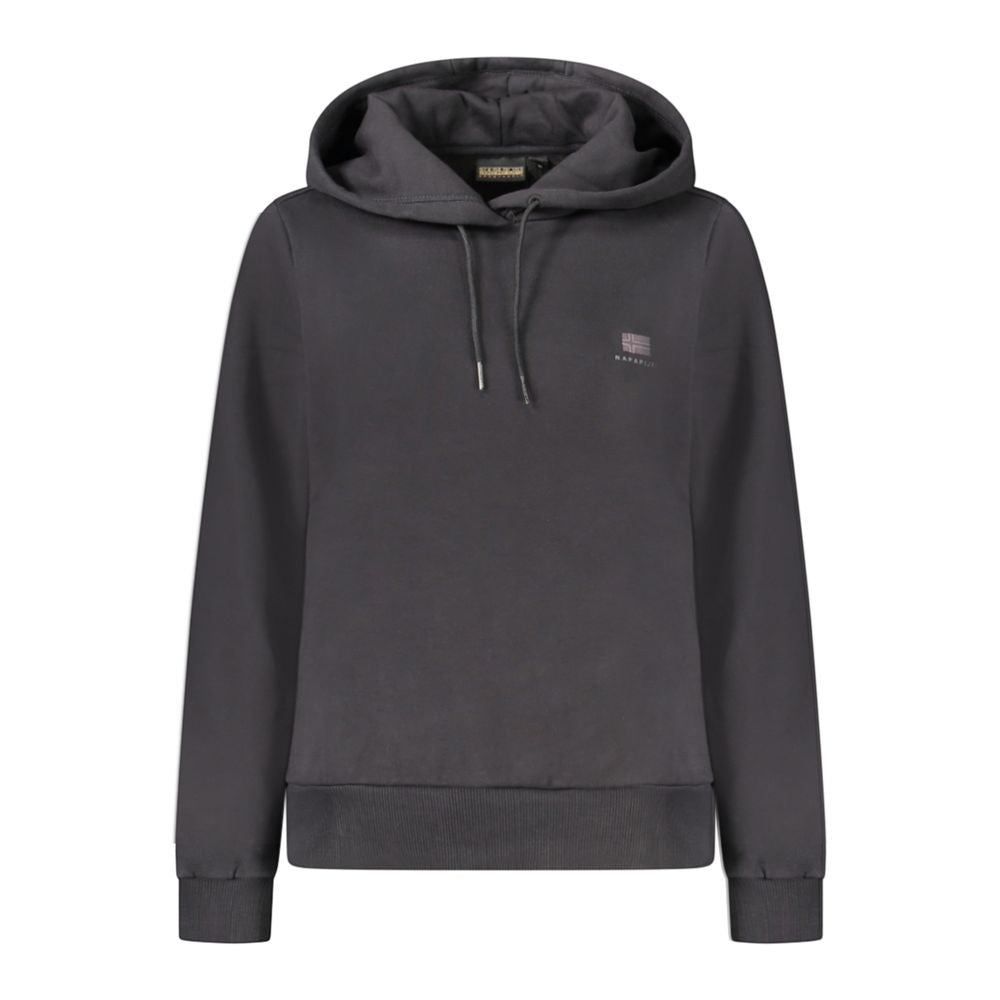 Felpa con cappuccio da donna in cotone nero Napapijri