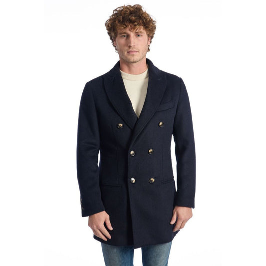 Giacca da uomo in lana blu di lusso Roberto Pepe