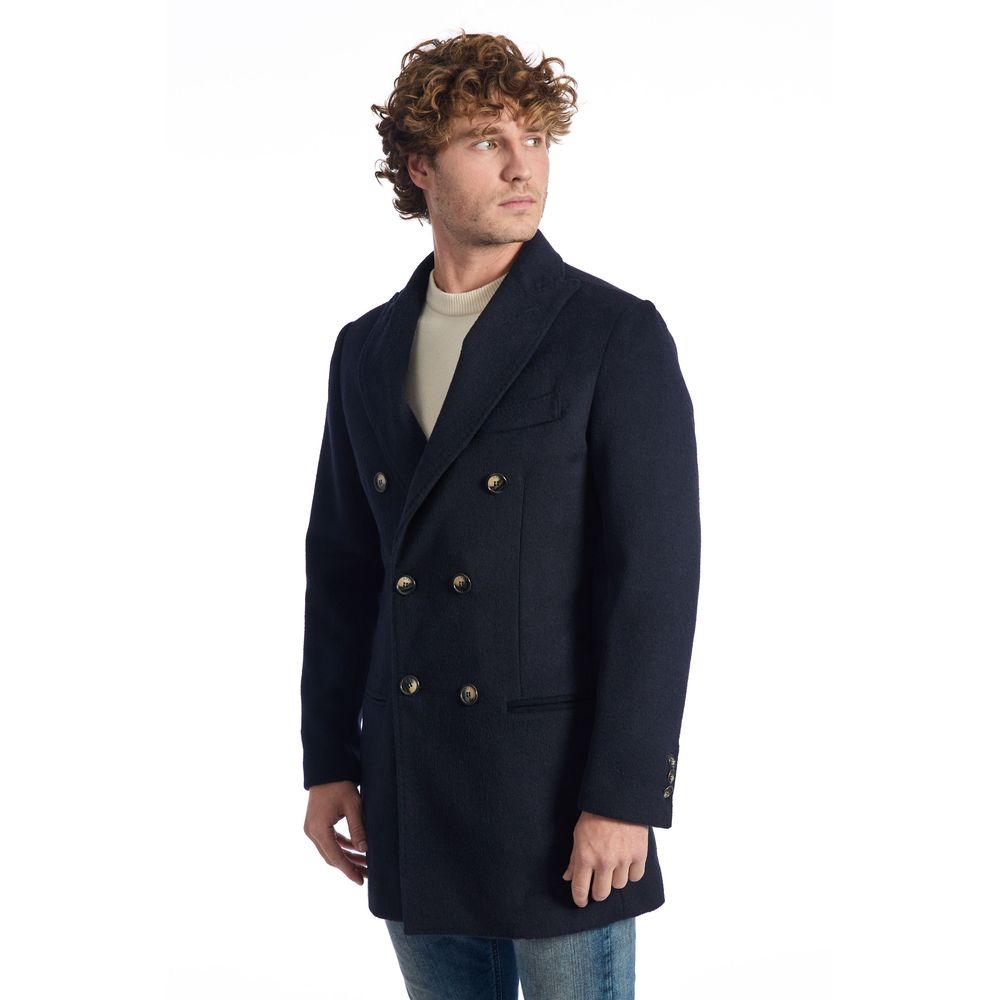 Giacca da uomo in lana blu di lusso Roberto Pepe