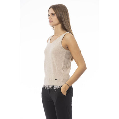 Baldinini Trend Top Donna Beige in Lana