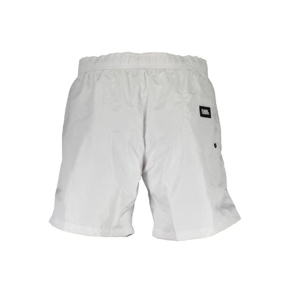 Boxer da bagno da uomo in poliestere bianco Karl Lagerfeld