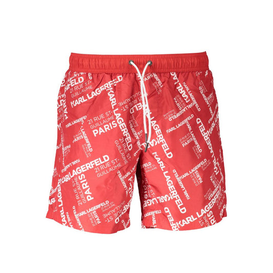 Boxer da bagno da uomo in poliestere rosso Karl Lagerfeld