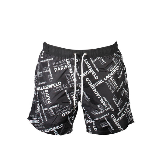 Boxer da bagno da uomo in poliestere nero Karl Lagerfeld
