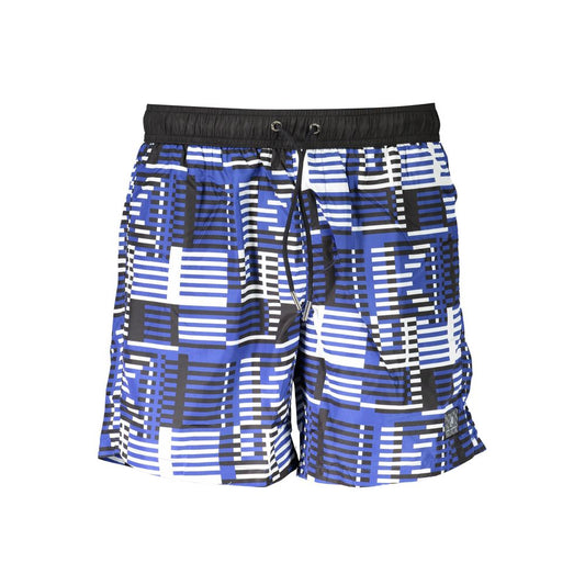 Boxer da bagno da uomo in poliestere blu Karl Lagerfeld