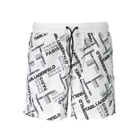 Boxer da bagno da uomo Karl Lagerfeld in poliestere bianco