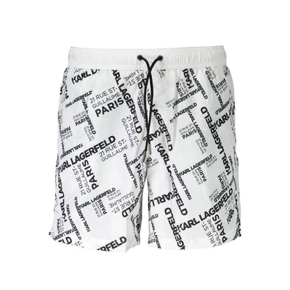 Boxer da bagno da uomo Karl Lagerfeld in poliestere bianco