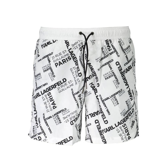 Boxer da bagno da uomo Karl Lagerfeld in poliestere bianco