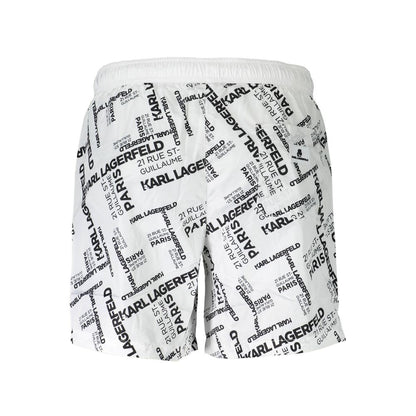 Boxer da bagno da uomo Karl Lagerfeld in poliestere bianco