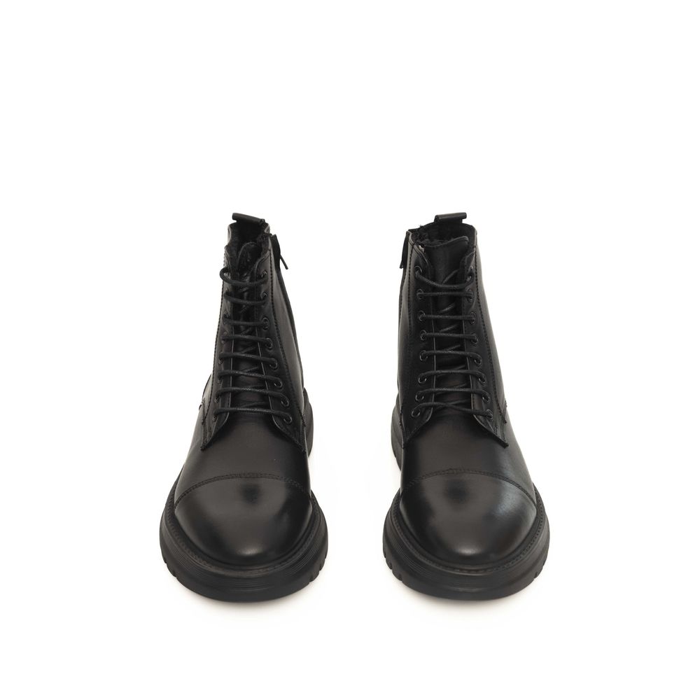 Botte en cuir de vachette noir Cerruti 1881