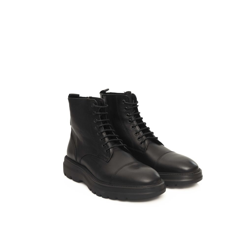Botte en cuir de vachette noir Cerruti 1881