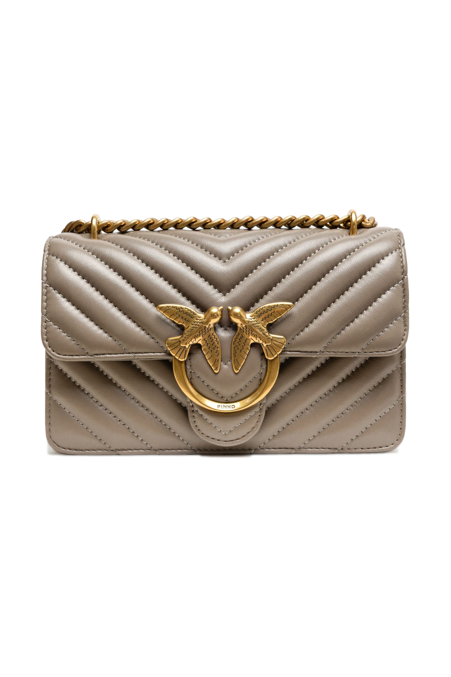 Sac bandoulière mini PINKO Love One en cuir gris