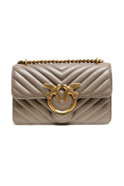 Sac bandoulière mini PINKO Love One en cuir gris