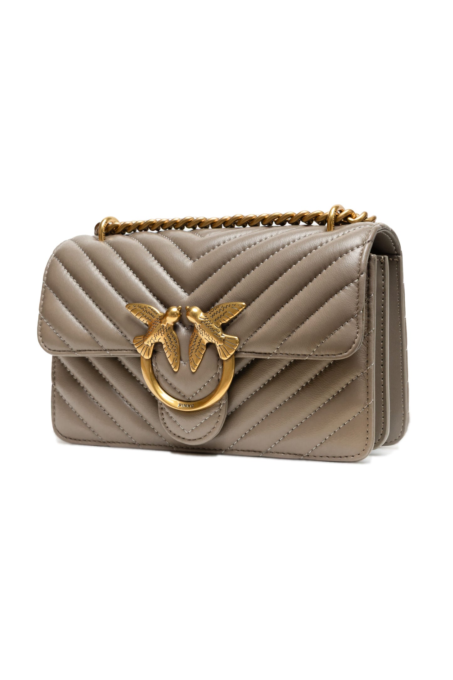 Sac bandoulière mini PINKO Love One en cuir gris