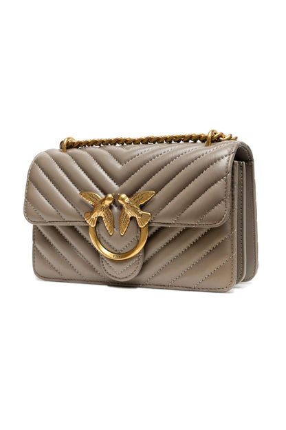 Sac bandoulière mini PINKO Love One en cuir gris