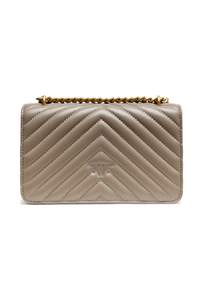 Sac bandoulière mini PINKO Love One en cuir gris